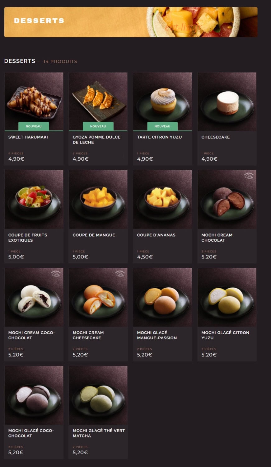 Côté Sushi — carte page 12