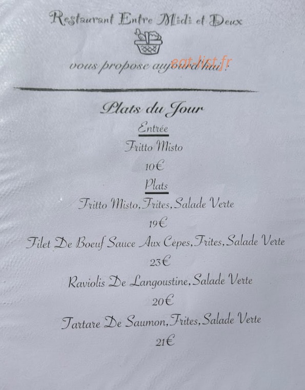 Entre midi et deux — carte page 1