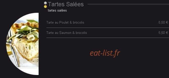 Carte et menu de Gan's Fashion Food à Aix-en-Provence — Les tartes salés