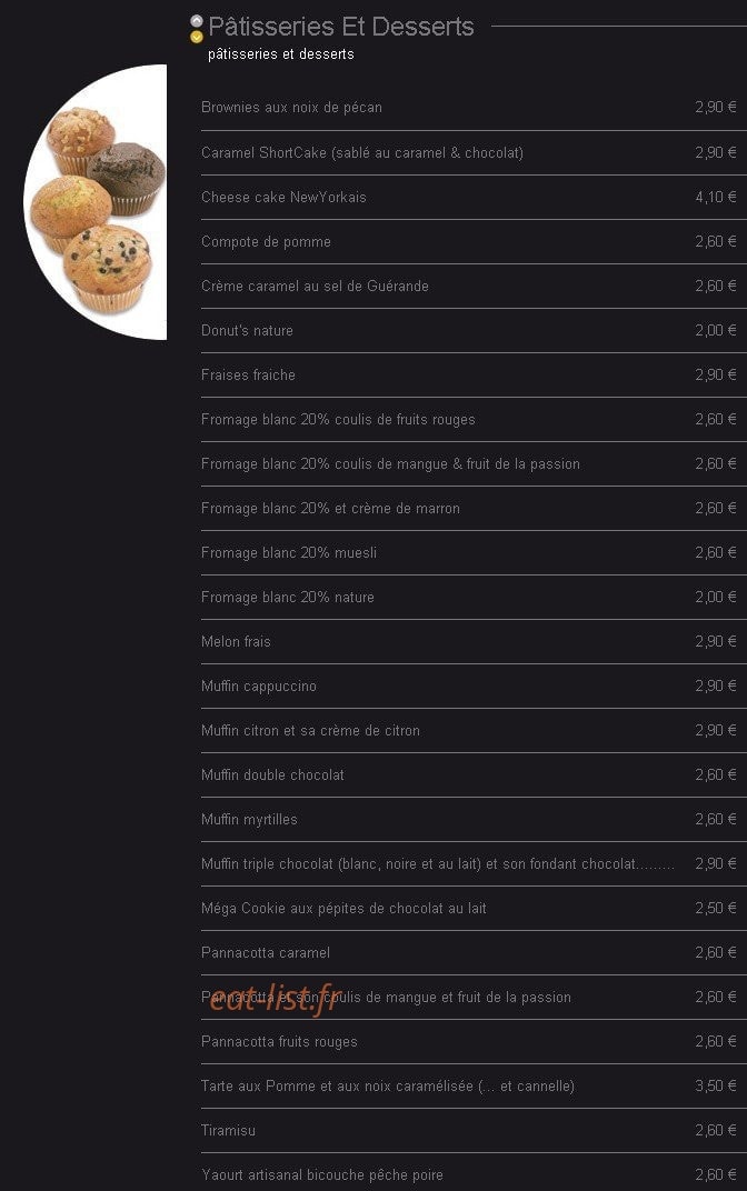 Carte et menu de Gan's Fashion Food à Aix-en-Provence — Les patisseries et desserts