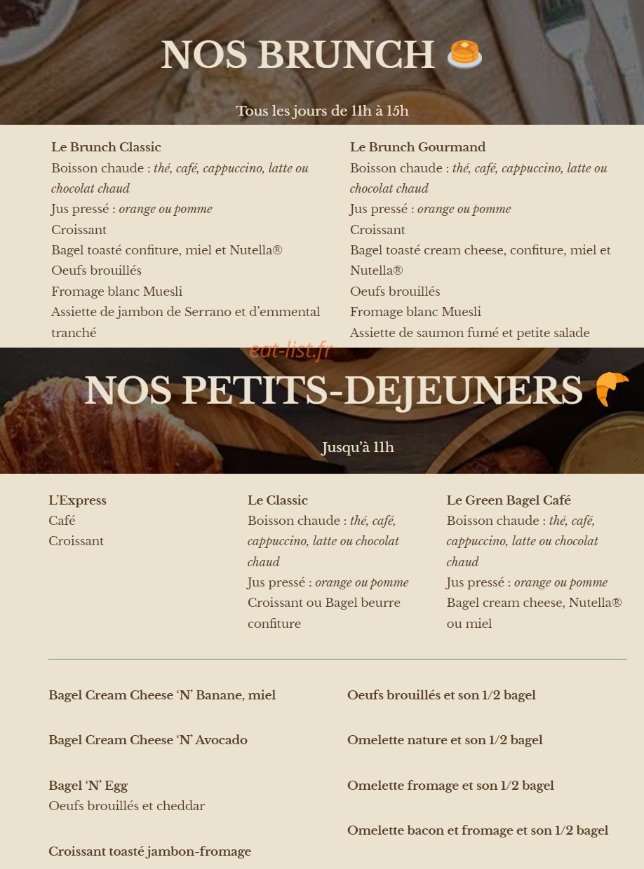 Green Bagel Café — carte page 4