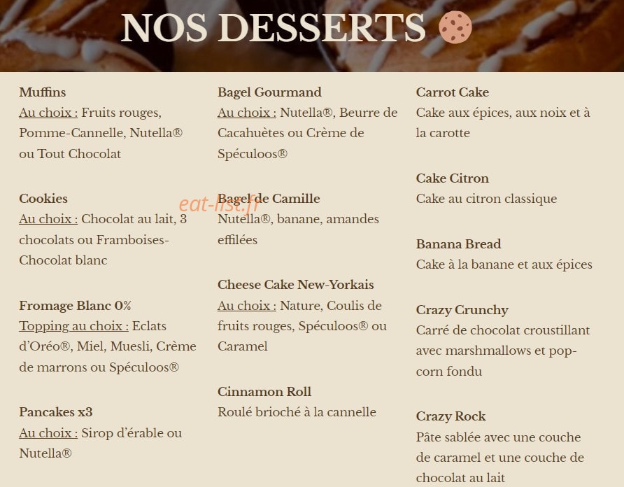 Green Bagel Café — carte page 3