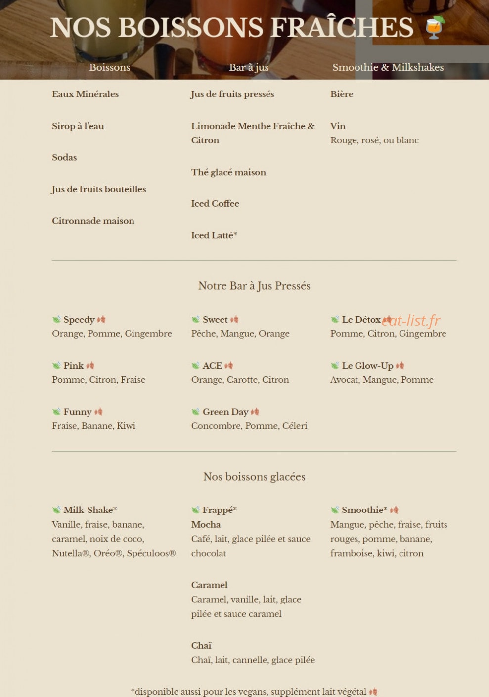 Green Bagel Café — carte page 6