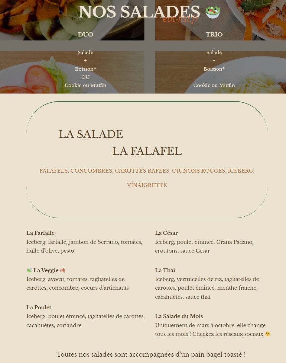 Green Bagel Café — carte page 2