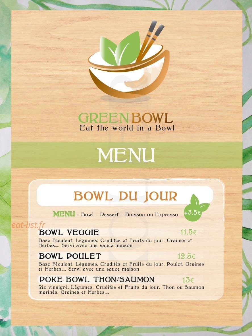 Green Bowl — carte page 1