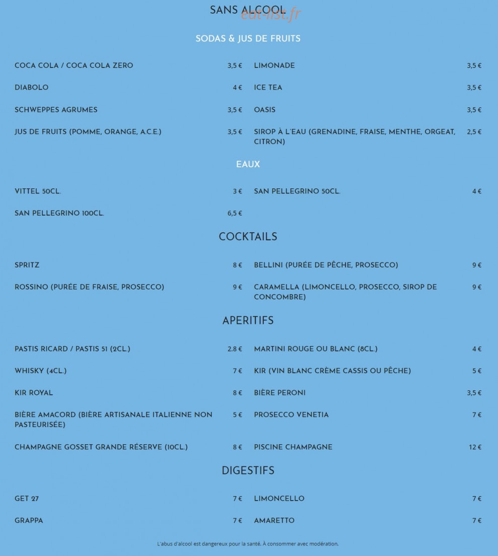 Carte et menu de Il Forno Da Vito à Aix-en-Provence — Les boissons (suite)