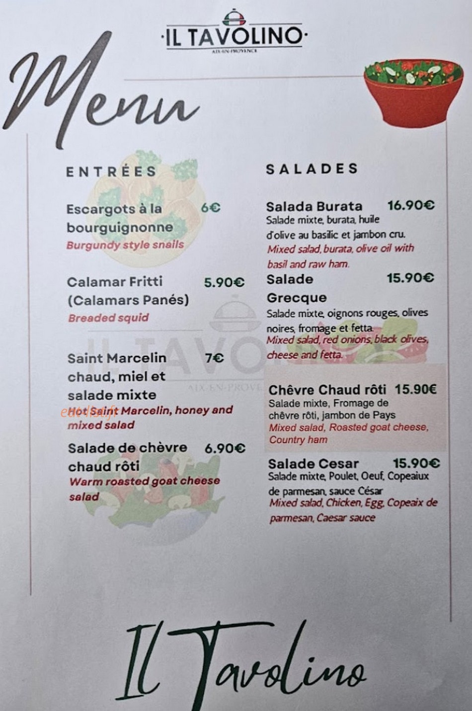 Il Tavolino — carte page 1
