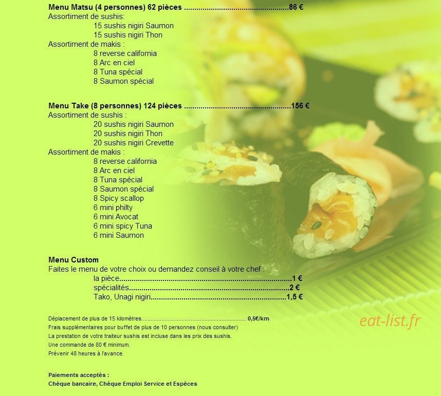 Kalisushi — carte page 1