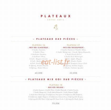 Koï sushi bar — carte page 2