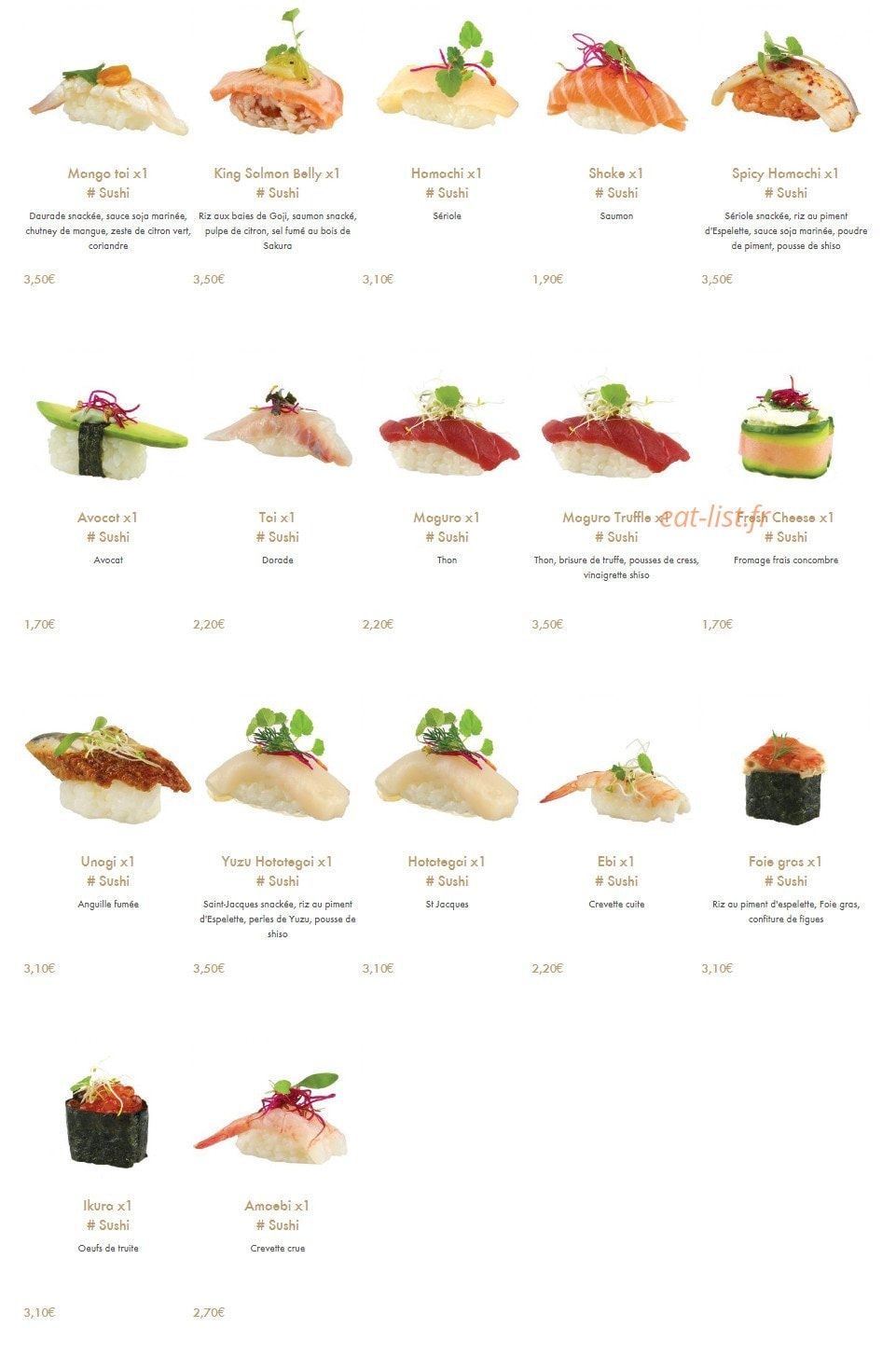 Koï sushi bar — carte page 20