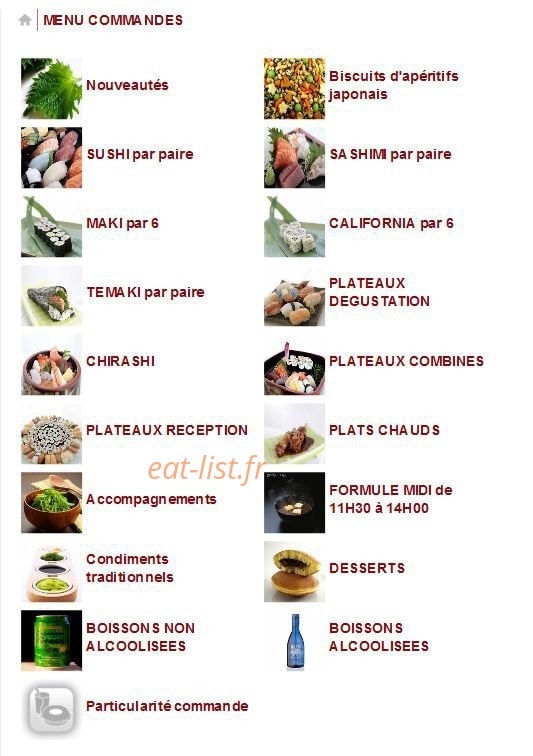 Kyo Sushi — carte page 1