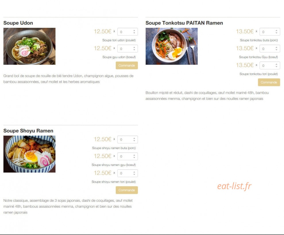 Carte et menu de Kyoto le petit japon à Aix-en-Provence — Les soupes