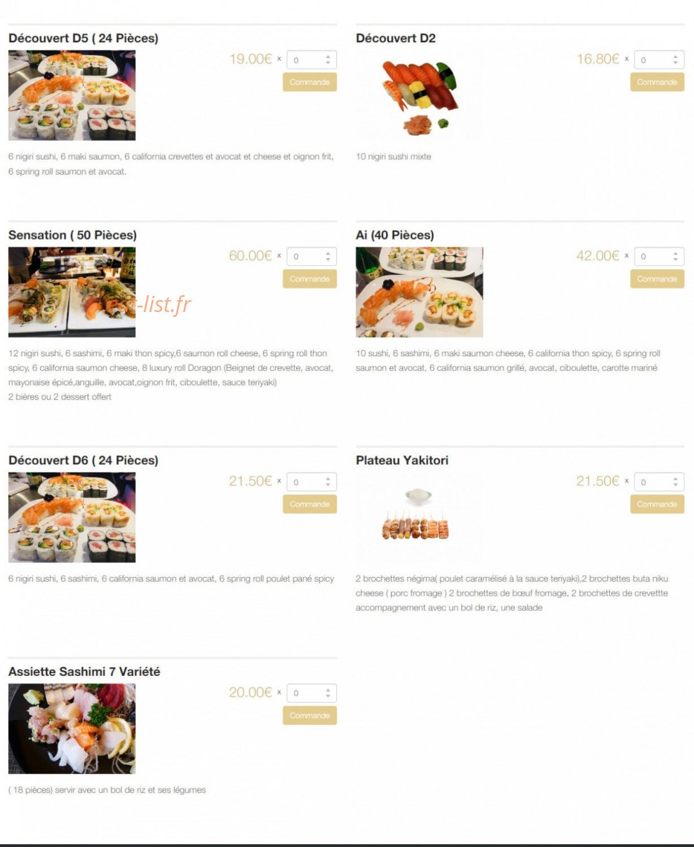 Carte et menu de Kyoto le petit japon à Aix-en-Provence — Les plateaux suite