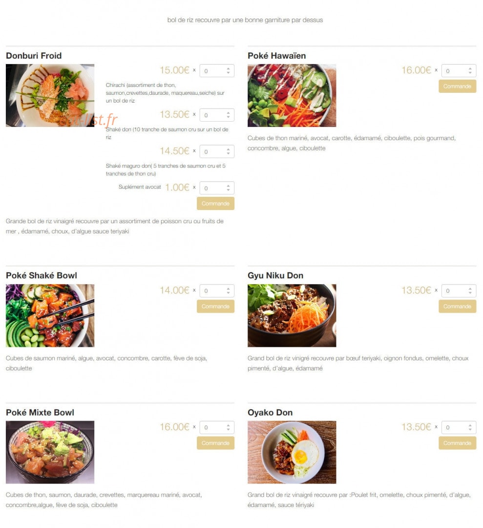 Carte et menu de Kyoto le petit japon à Aix-en-Provence — Donburi et poké bowl