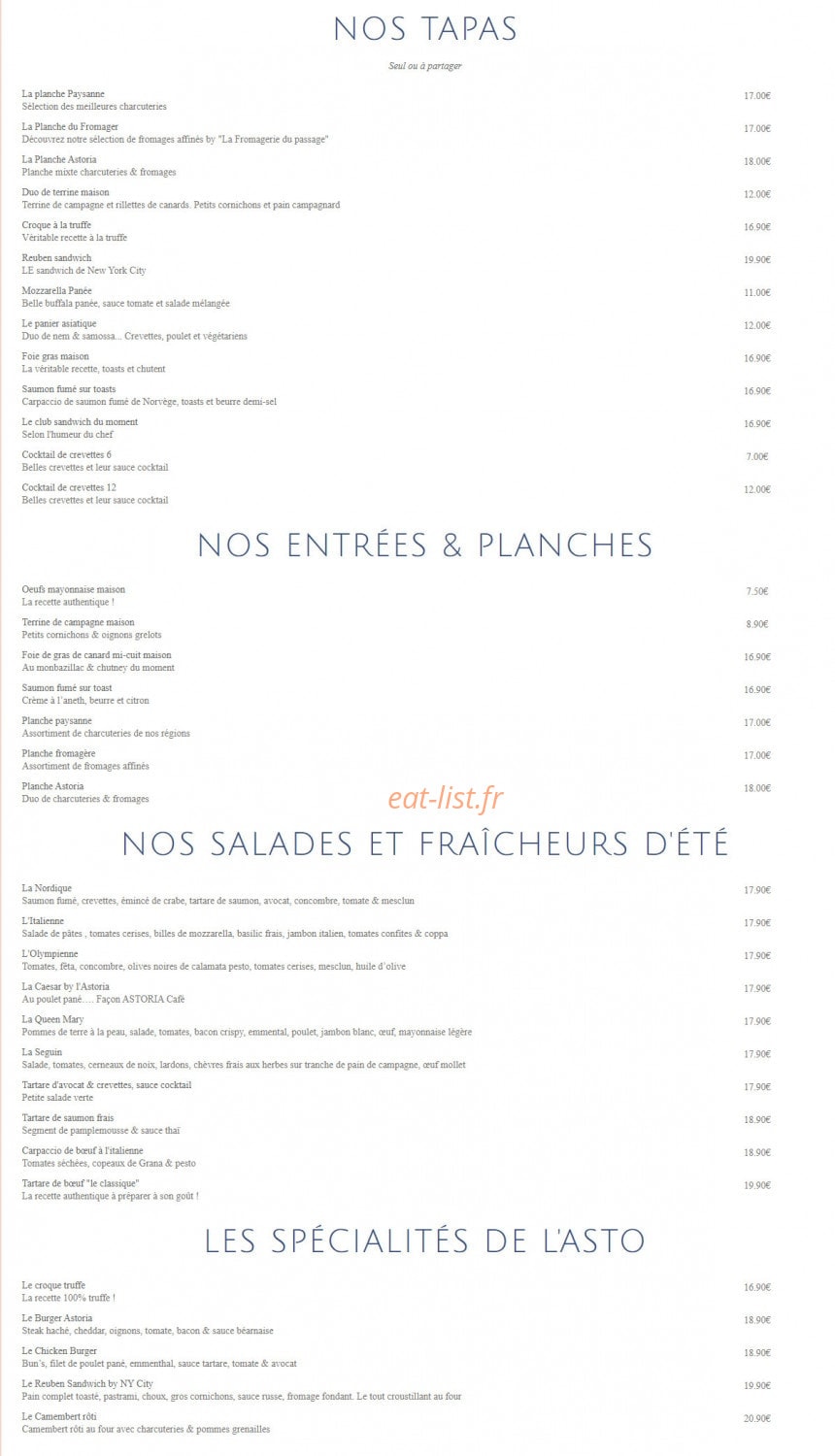 L’astoria — carte page 1