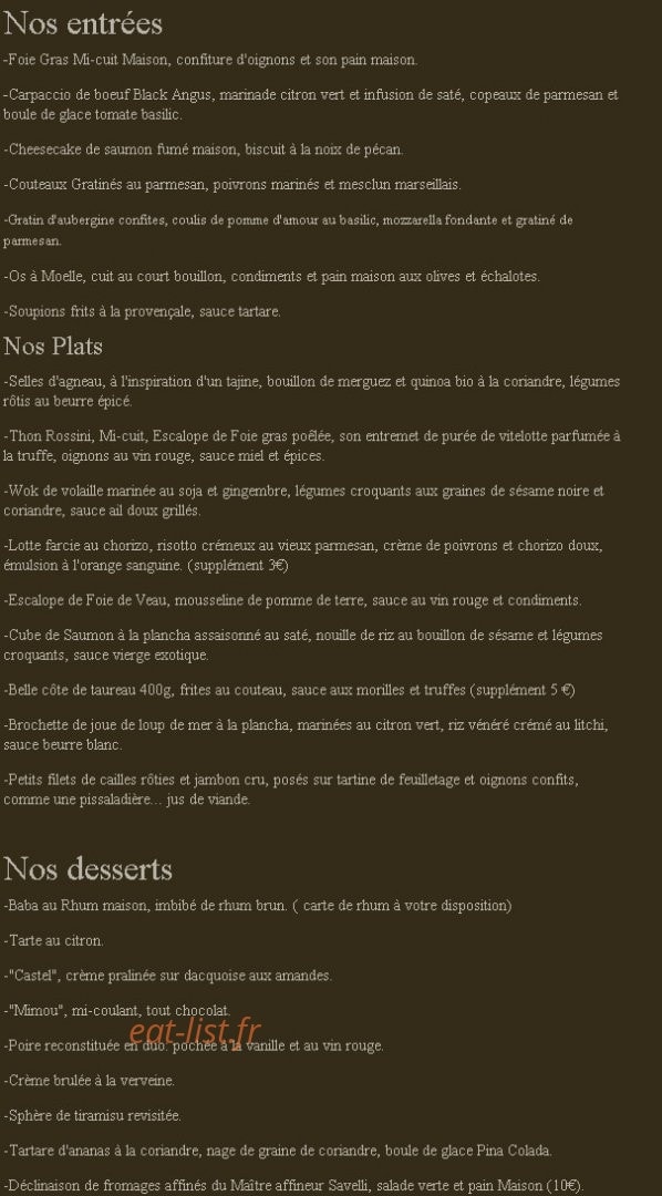 La Chimère Café — carte page 1