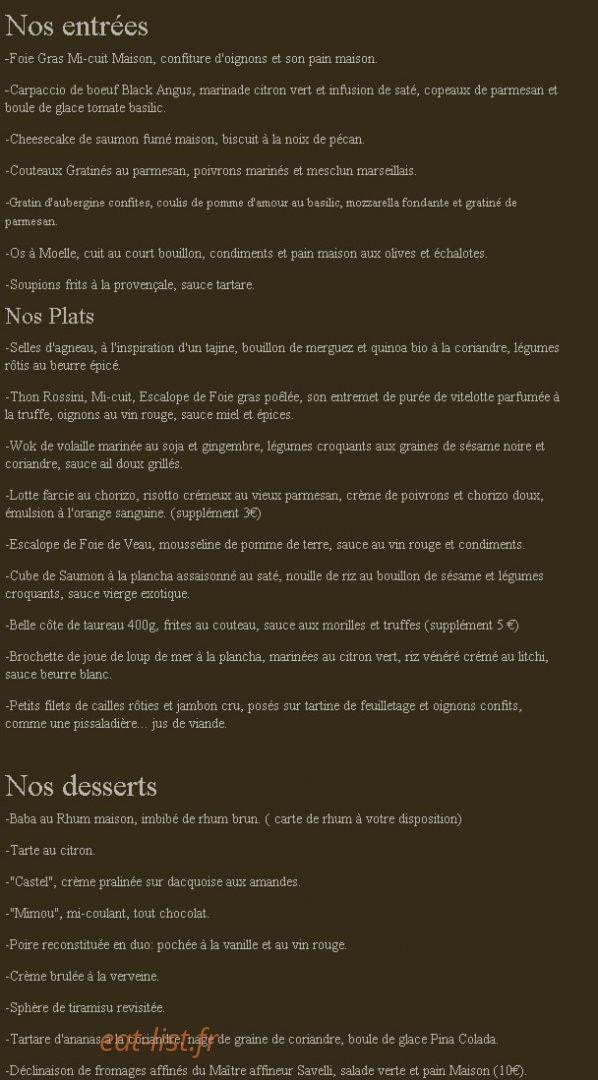 La Chimère Café — carte page 2