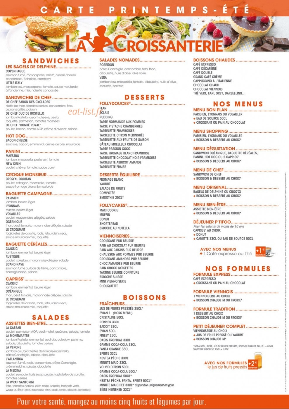 La croissanterie — carte page 1