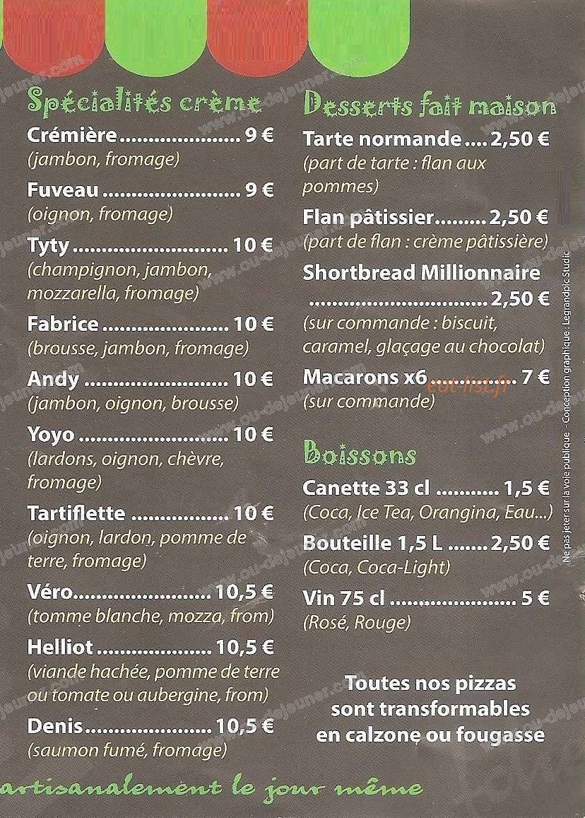 La Folie des Pizzas — carte page 3