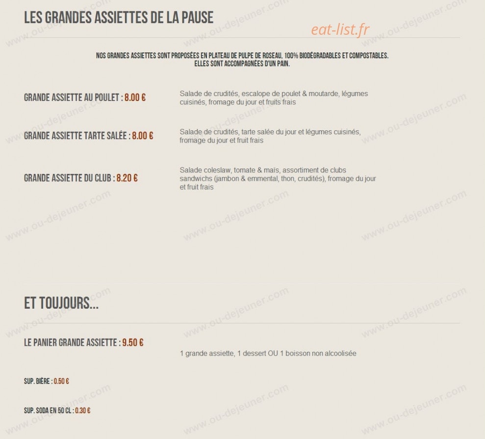 La Pause — carte page 6
