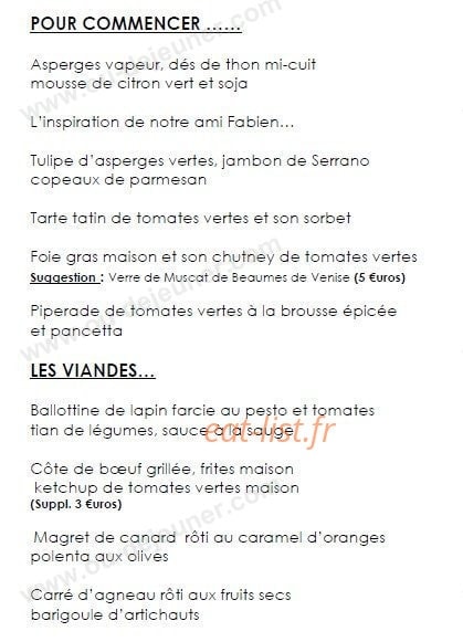 La Tomate Verte — carte page 1