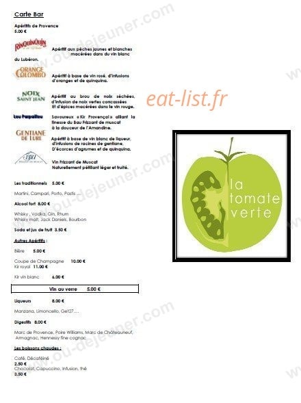 La Tomate Verte — carte page 3