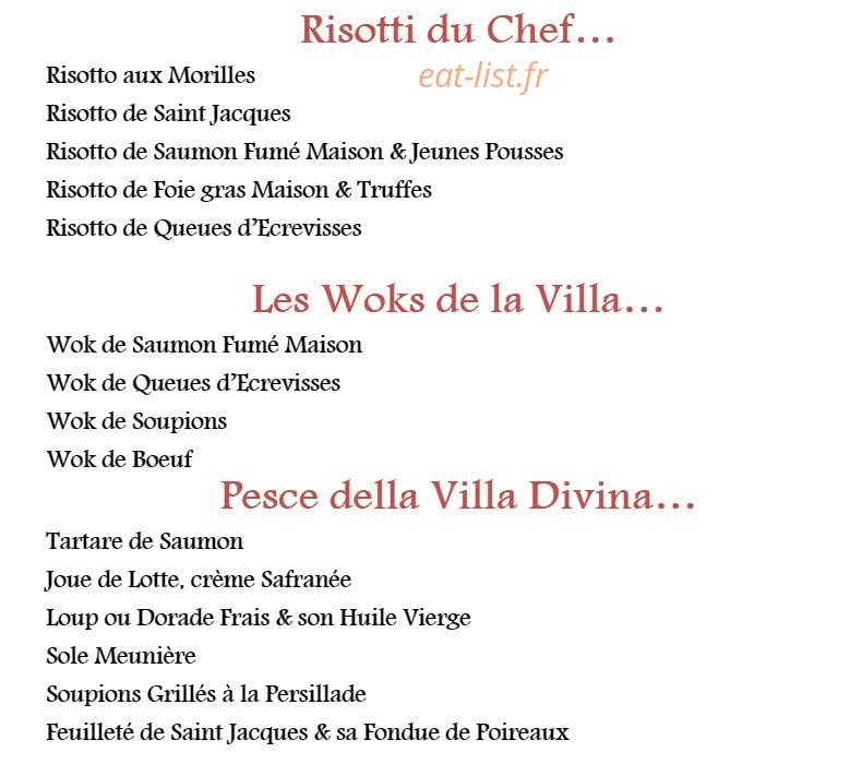 La Villa Divina — carte page 2