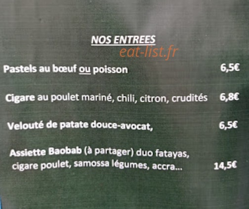 Le Baobab Chic — carte page 2