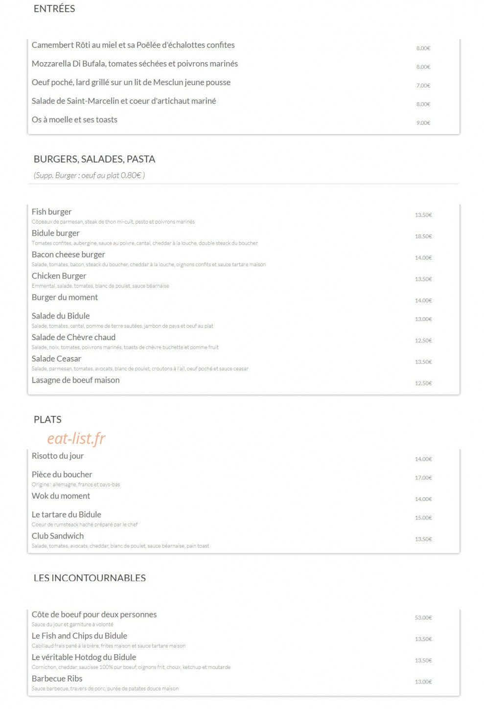 Le Bidule — carte page 1