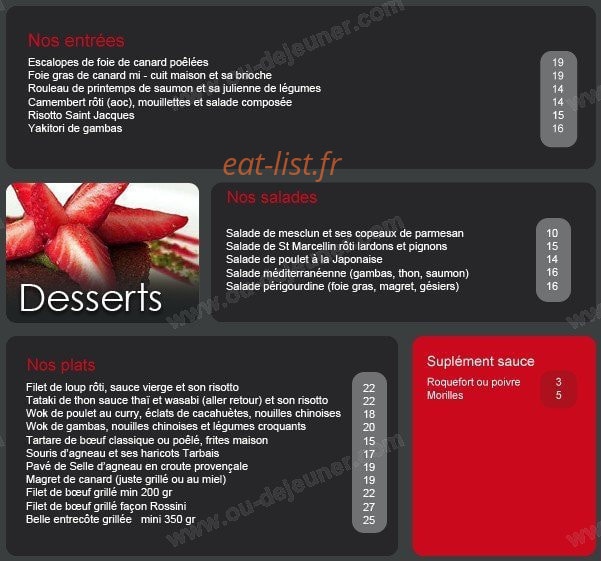 Le Bistroquet — carte page 1