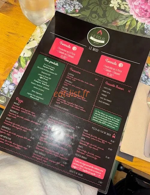 Le Four Aixois — carte page 1