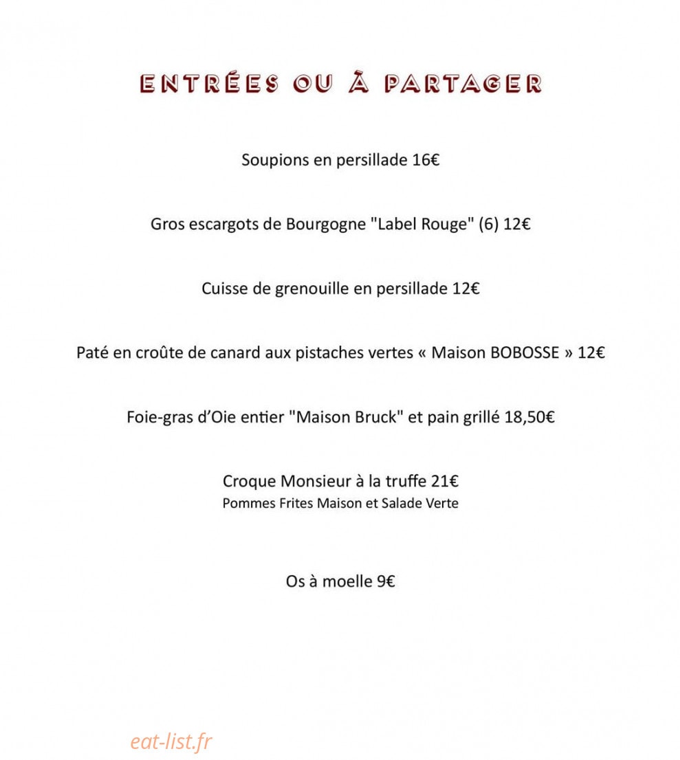 Le Petit Bistrot — carte page 1