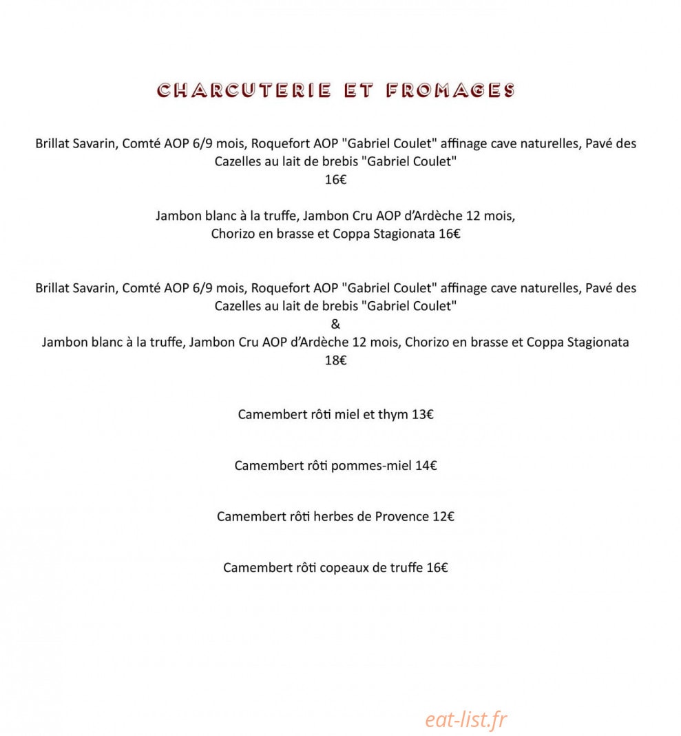 Le Petit Bistrot — carte page 2