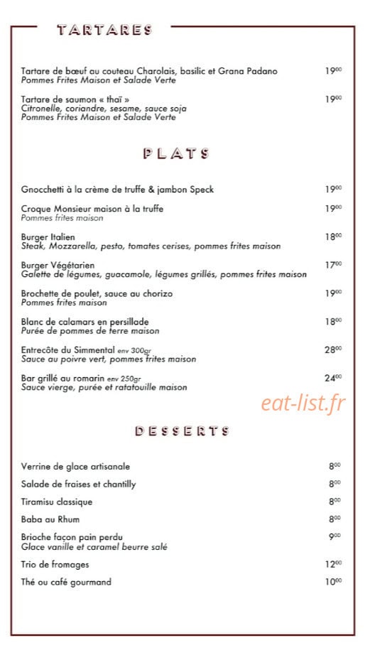 Le Petit Bistrot — carte page 2