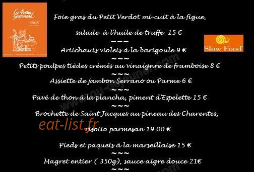 Le Petit Verdot — carte page 1