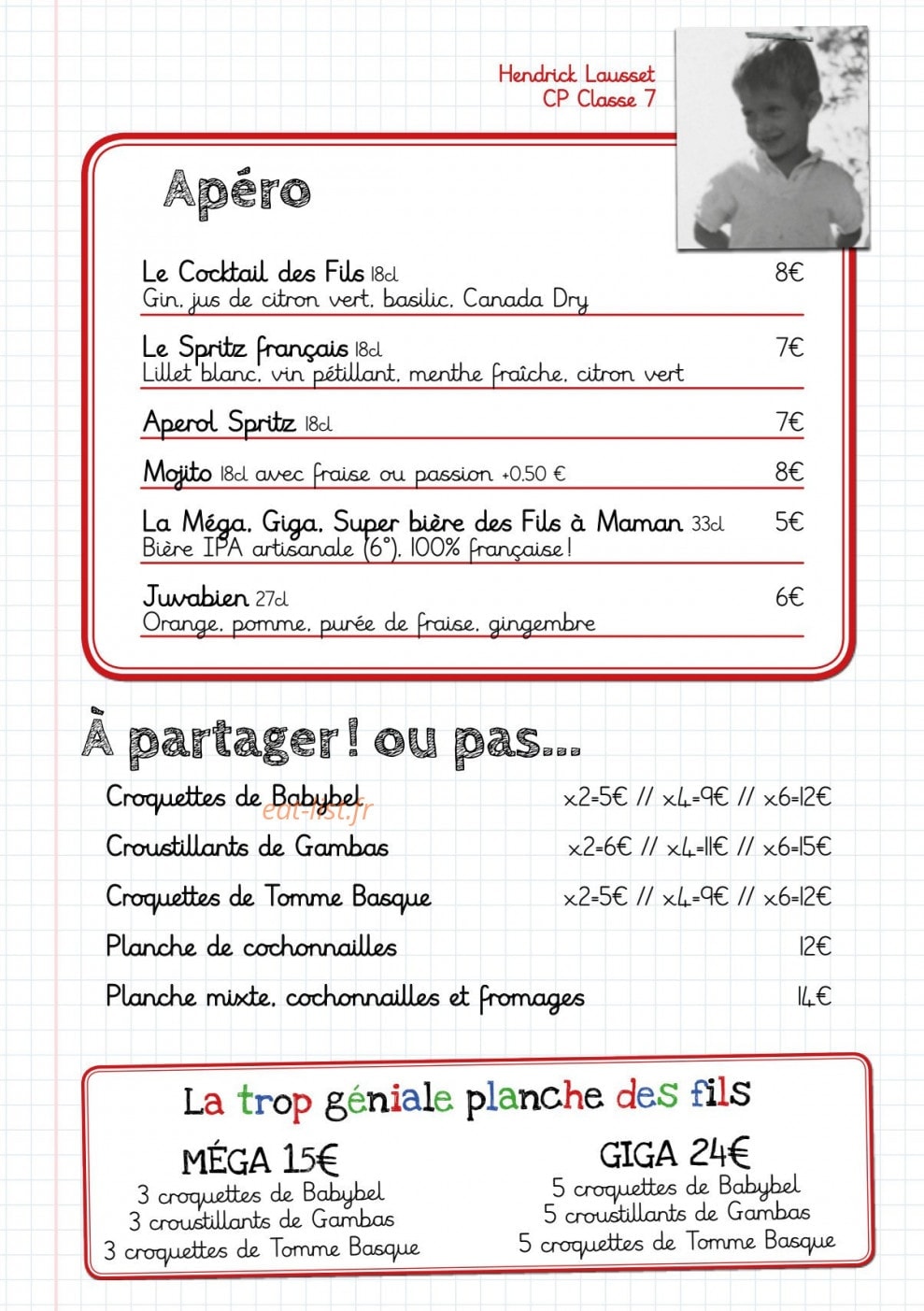 Les Fils à maman — carte page 1