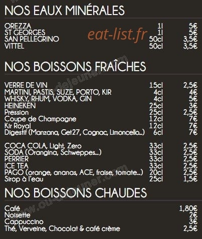 Carte et menu de Les Terrasses du Country Club à Aix-en-Provence — Les boissons
