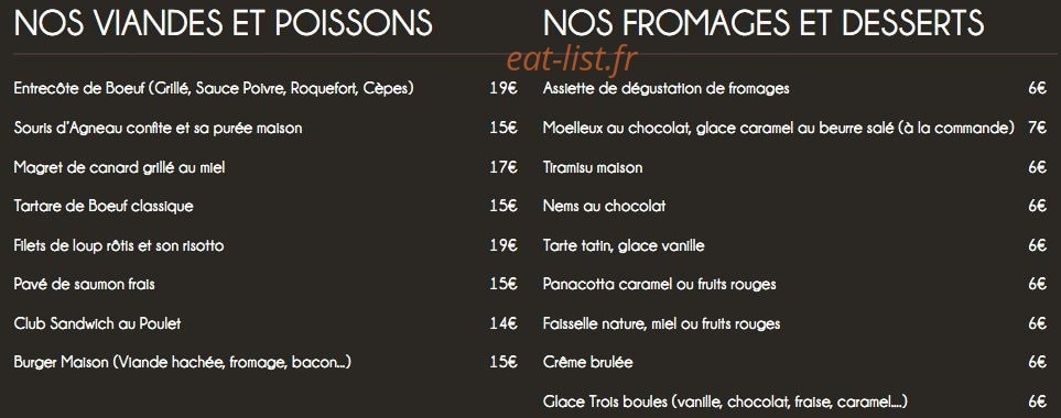 Carte et menu de Les Terrasses du Country Club à Aix-en-Provence — Les viandes,poissons et desserts