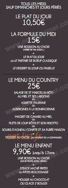 Carte et menu de Les Terrasses du Country Club à Aix-en-Provence — Les menus