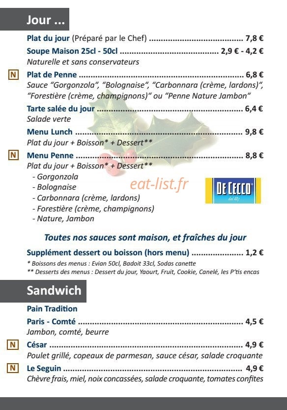 Lunch & Cie — carte page 2