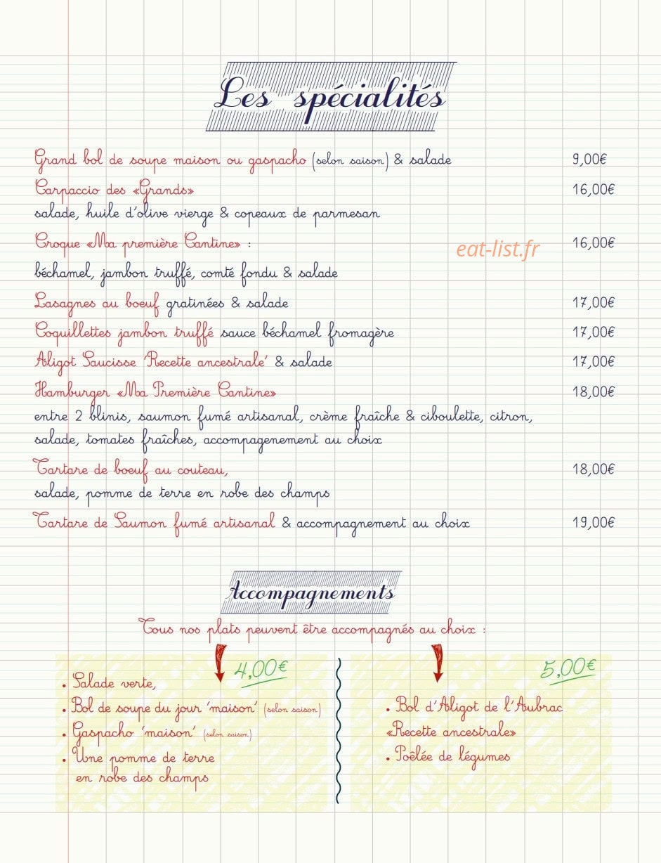 Ma Première Cantine — carte page 3