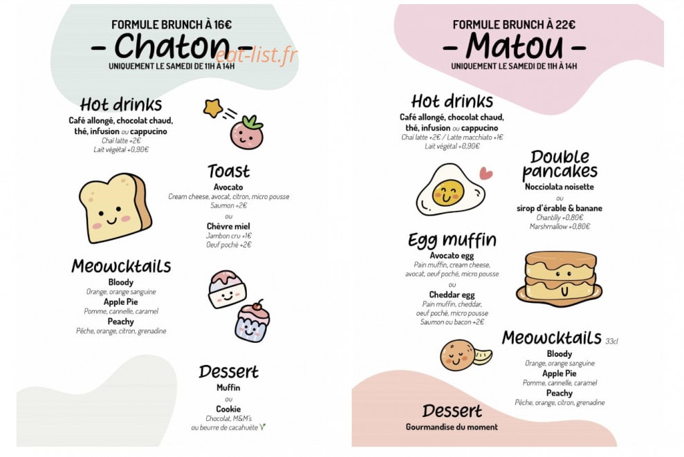 Meow Cats Café — carte page 1