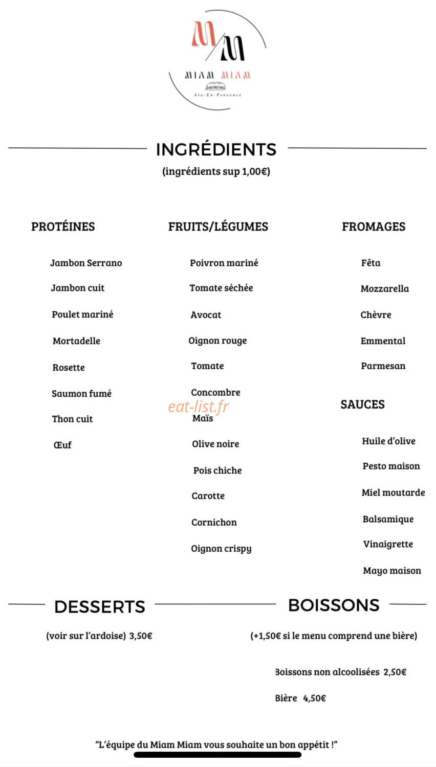 Miam Miam — carte page 2