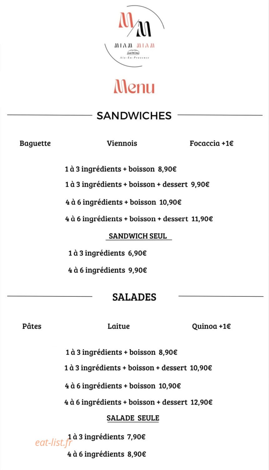 Miam Miam — carte page 1