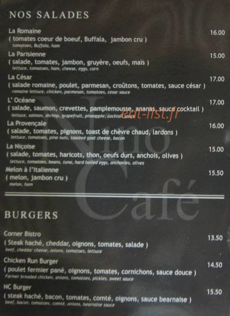 Nino café — carte page 1
