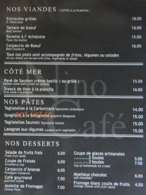 Nino café — carte page 2