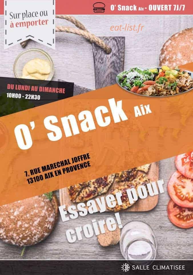 O'Snack Aix — carte page 1