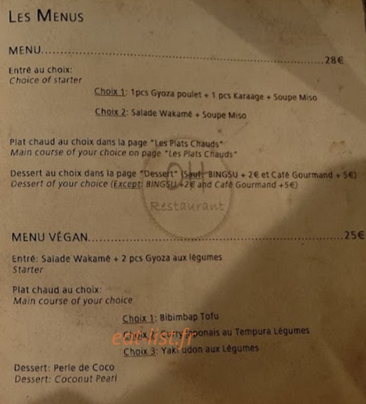 Oh Restaurant — carte page 5