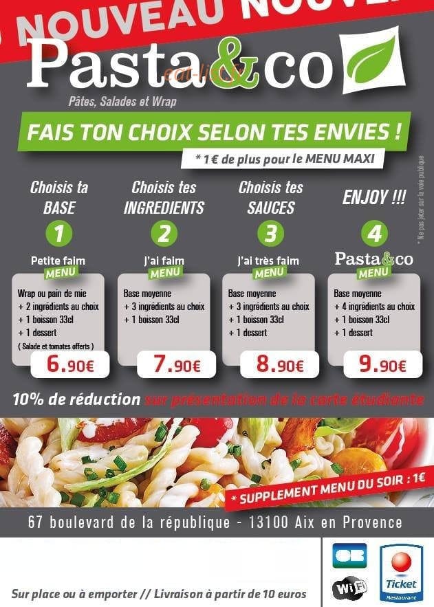 Pasta & co — carte page 1