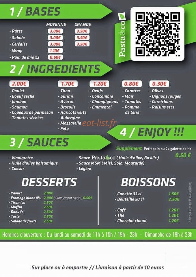 Pasta & co — carte page 2